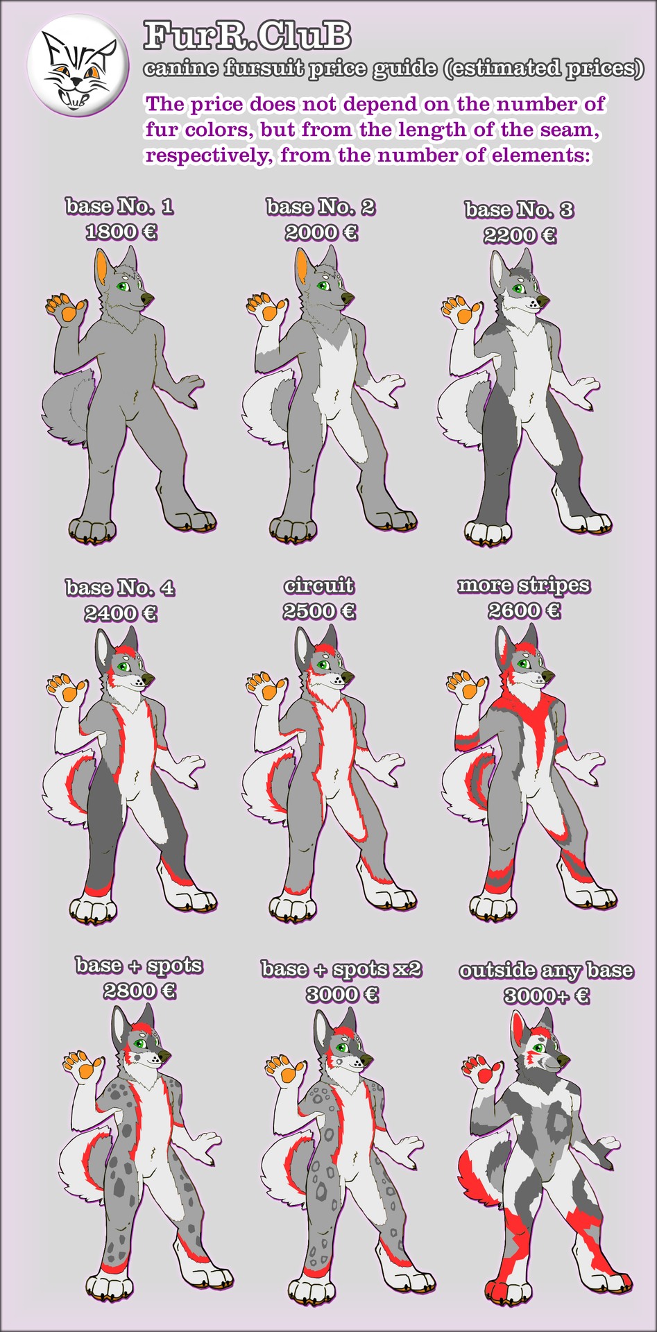 The FurR.Club fursuits price guide for canine