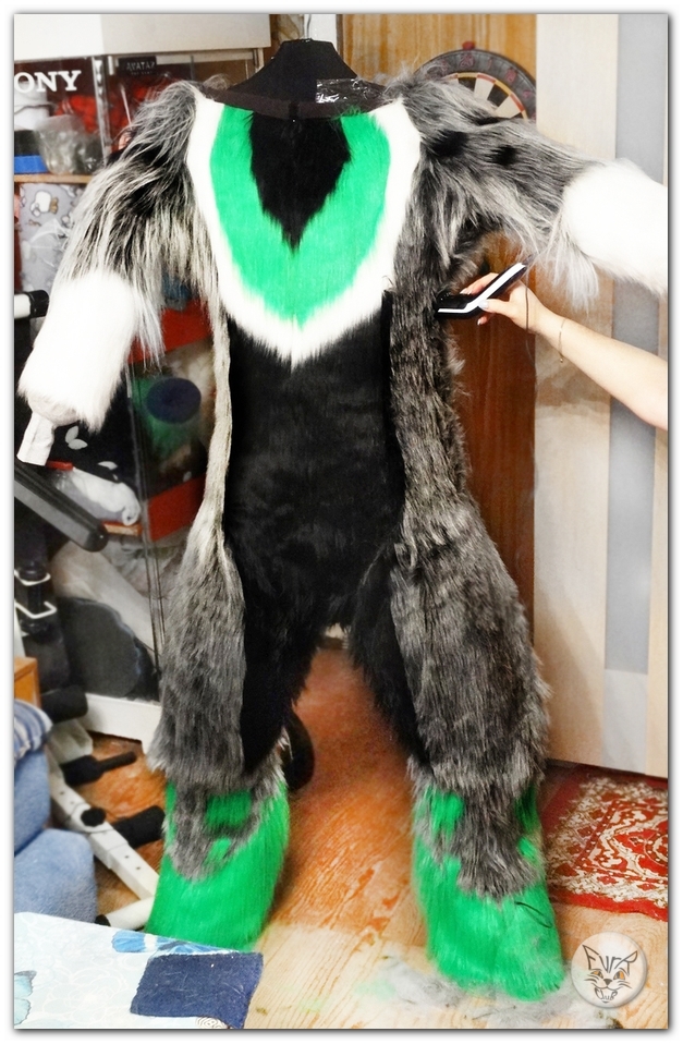 #FurRCluB #Grayish_Green_Dog_Fursuit #Manufacture #Overalls