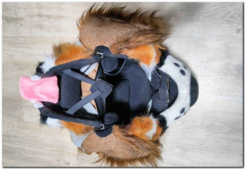 Mask of fursuit in the open position #Red Panda II fursuit_project-fursuit #furr_club #fursuit