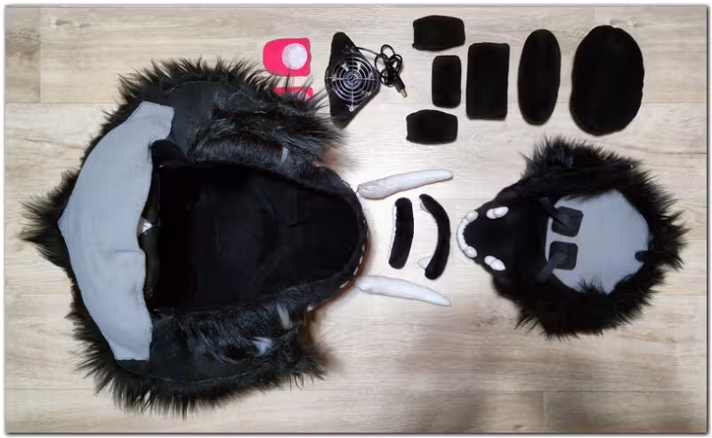 Mask of fursuit completely disassembled #Tiger fursuit_project-fursuit #furr_club #fursuit