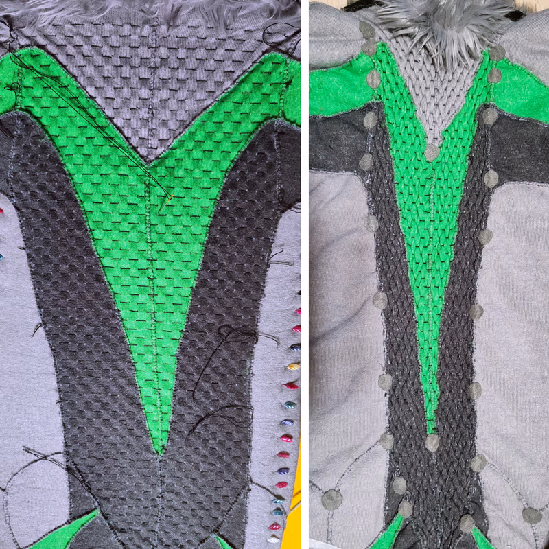 Photos of the costume elements inside.