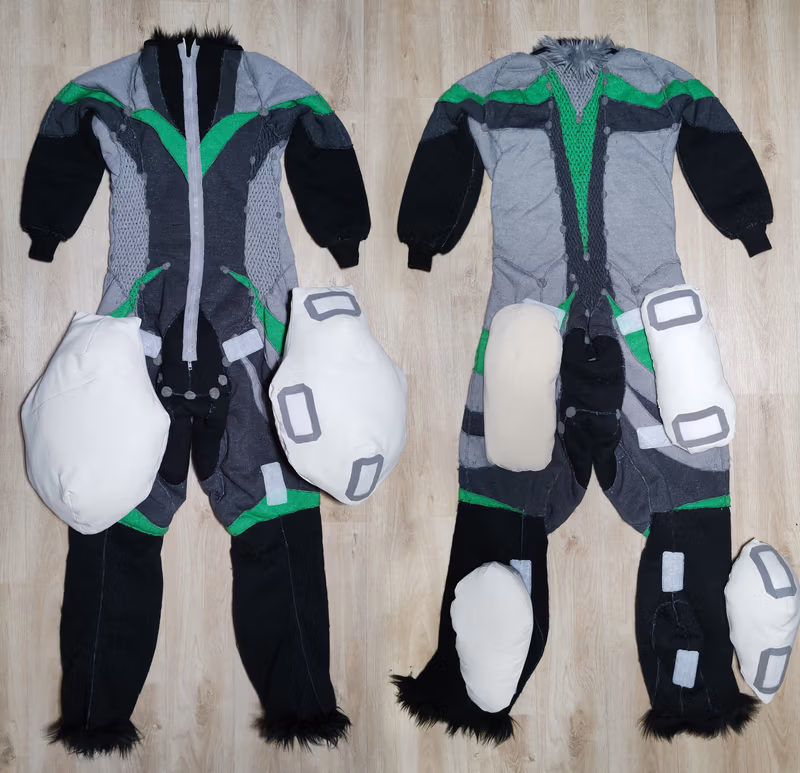 Photos of the costume elements inside.